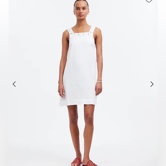 NWT Madewell square neck cut out  Tank Mini Dress in Linen  white size 2 - Picture 1 of 6